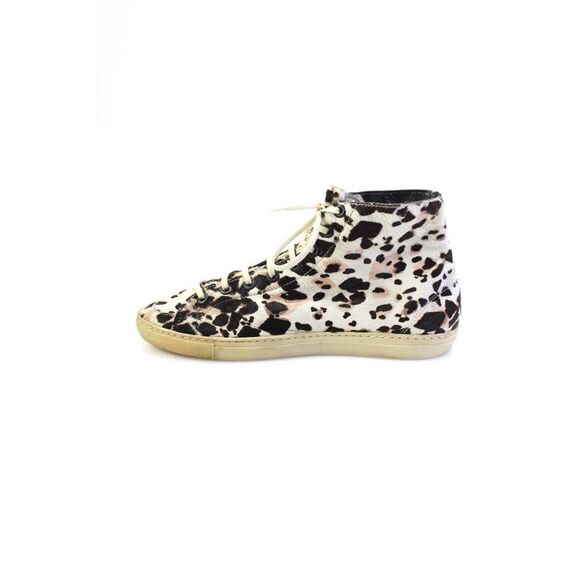 Burberry Womens Leopard Print Pony Hair High Top Sneakers Ecru Size 36.5 6.5 - Picture 8 of 10